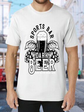 Sports Bar Dark Beer Graphic Tee - White
